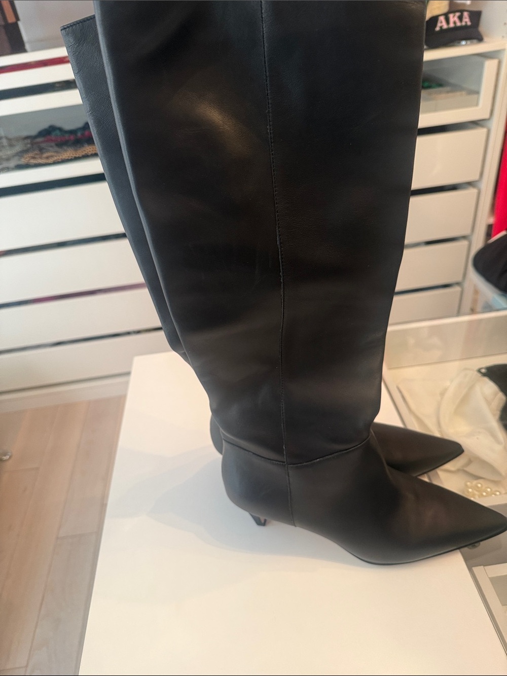 J. Crew Black Pointed-Toe Knee Boots